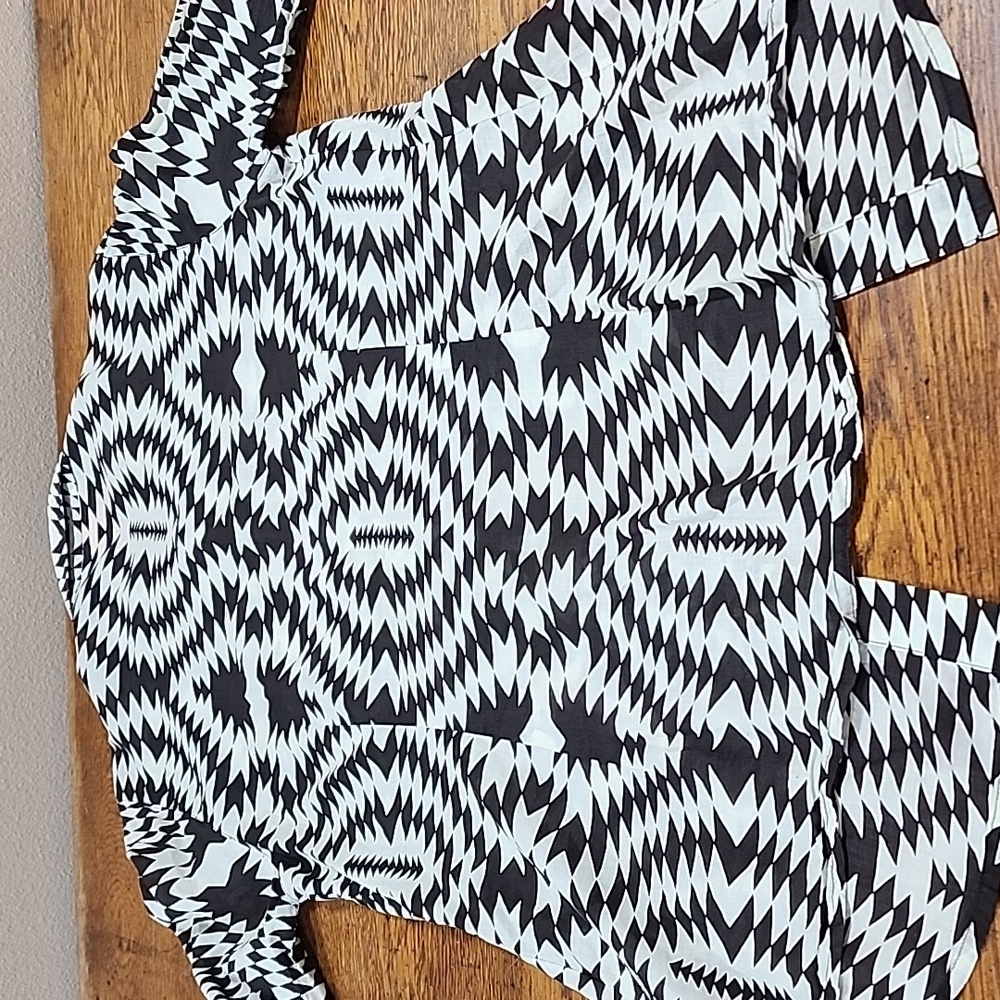Tory Burch Cotton Button Southwestern Aztec Geometric Patterned Blouse Size 14 - Picture 10 of 10